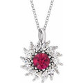 Natural Ruby And 5/8 Ctw Natural Diamond Halo-Style Necklace (Style 87232)
