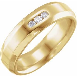 14K Gold 1/8 CTW Beveled Comfort-Fit Diamond Wedding Band