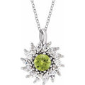 Natural Peridot And 5/8 Ctw Natural Diamond Halo-Style Necklace (Style 87232)