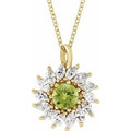 Natural Peridot And 5/8 Ctw Natural Diamond Halo-Style Necklace (Style 87232)