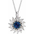 Natural Blue Sapphire And 5/8 Ctw Natural Diamond Halo-Style Necklace (Style 87232)