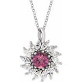 Natural Pink Tourmaline And 5/8 Ctw Natural Diamond Halo-Style Necklace (Style 87232)