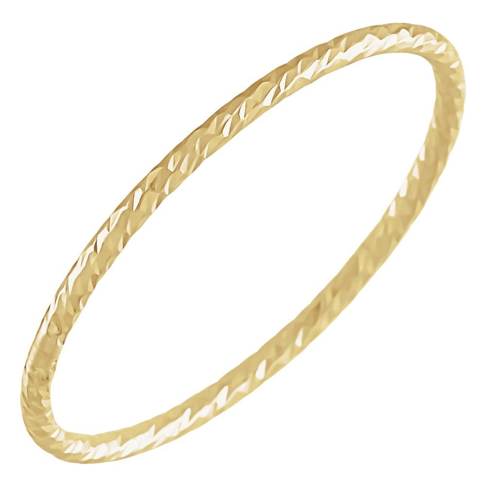 Essentials 14K Yellow Gold Faceted Stackable Ring Size 7