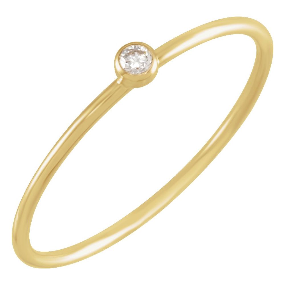 14K Yellow Gold .03 CT Natural Diamond Stackable Ring Size 7