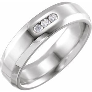 14K Gold 1/8 CTW Beveled Comfort-Fit Diamond Wedding Band