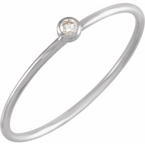 14K White Gold .03 CT Natural Diamond Stackable Ring (Style 653716)