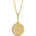 14K Yellow Gold 1/10 CTW Natural Diamond Crescent Moon 16-18" Necklace