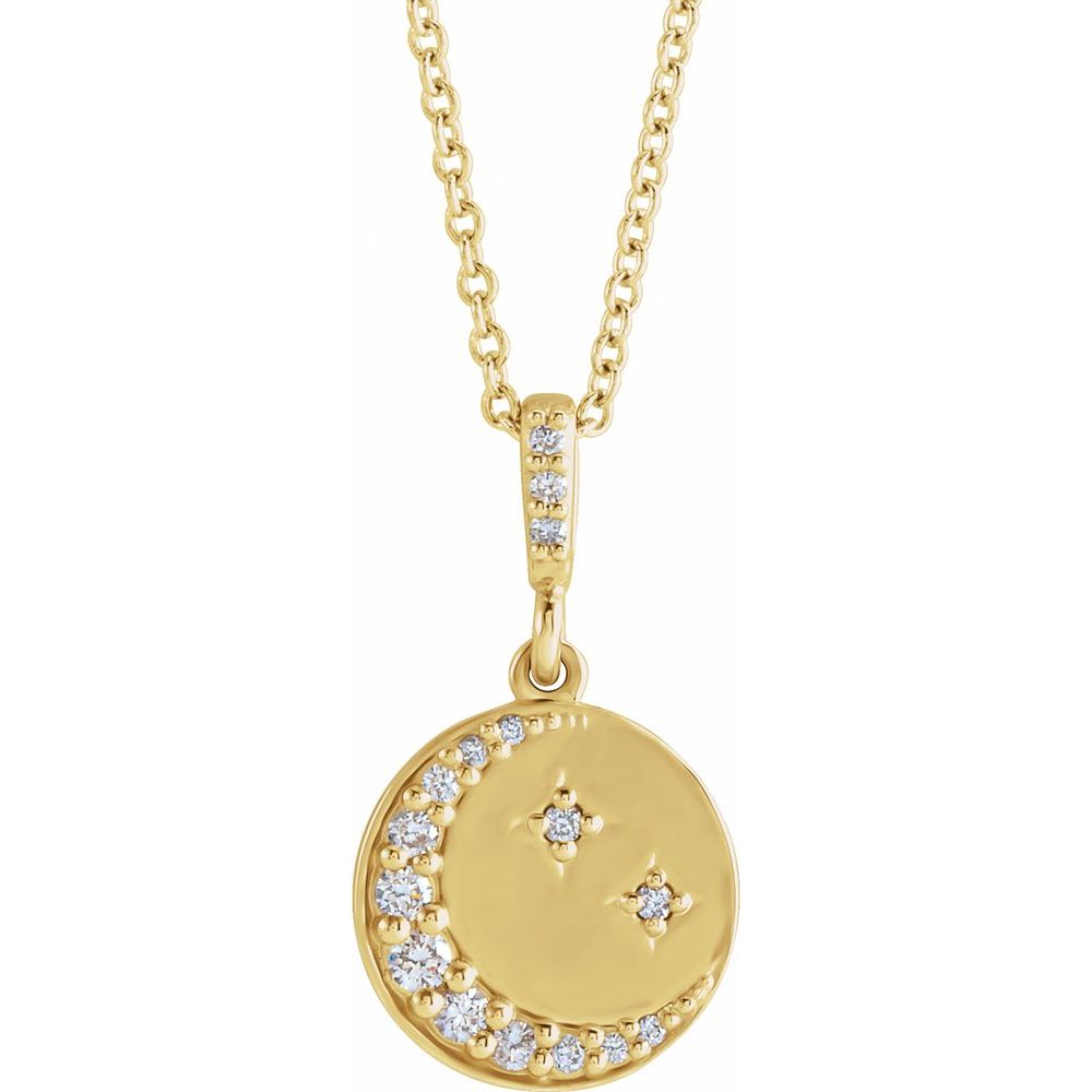 14K Yellow Gold 1/10 CTW Natural Diamond Crescent Moon 16-18" Necklace