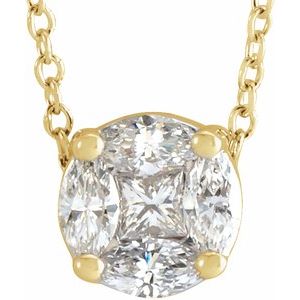 1/3 Ctw Natural Diamond Cluster Necklace (Style 653685)