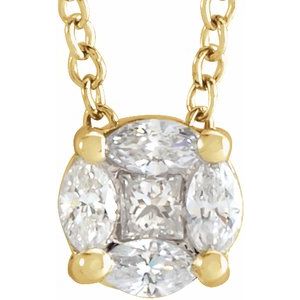 1/6 Ctw Natural Diamond Cluster Necklace (Style 653685)