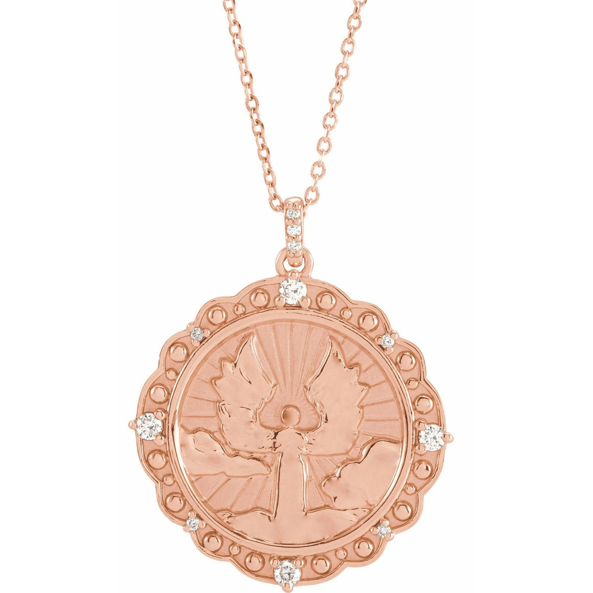 1/6 Ctw Natural Diamond Guardian Angel Necklace (Style R45416)