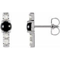Black Onyx And 1/5 Ctw Natural Diamond Cabochon Bar Earrings (Style 87329)