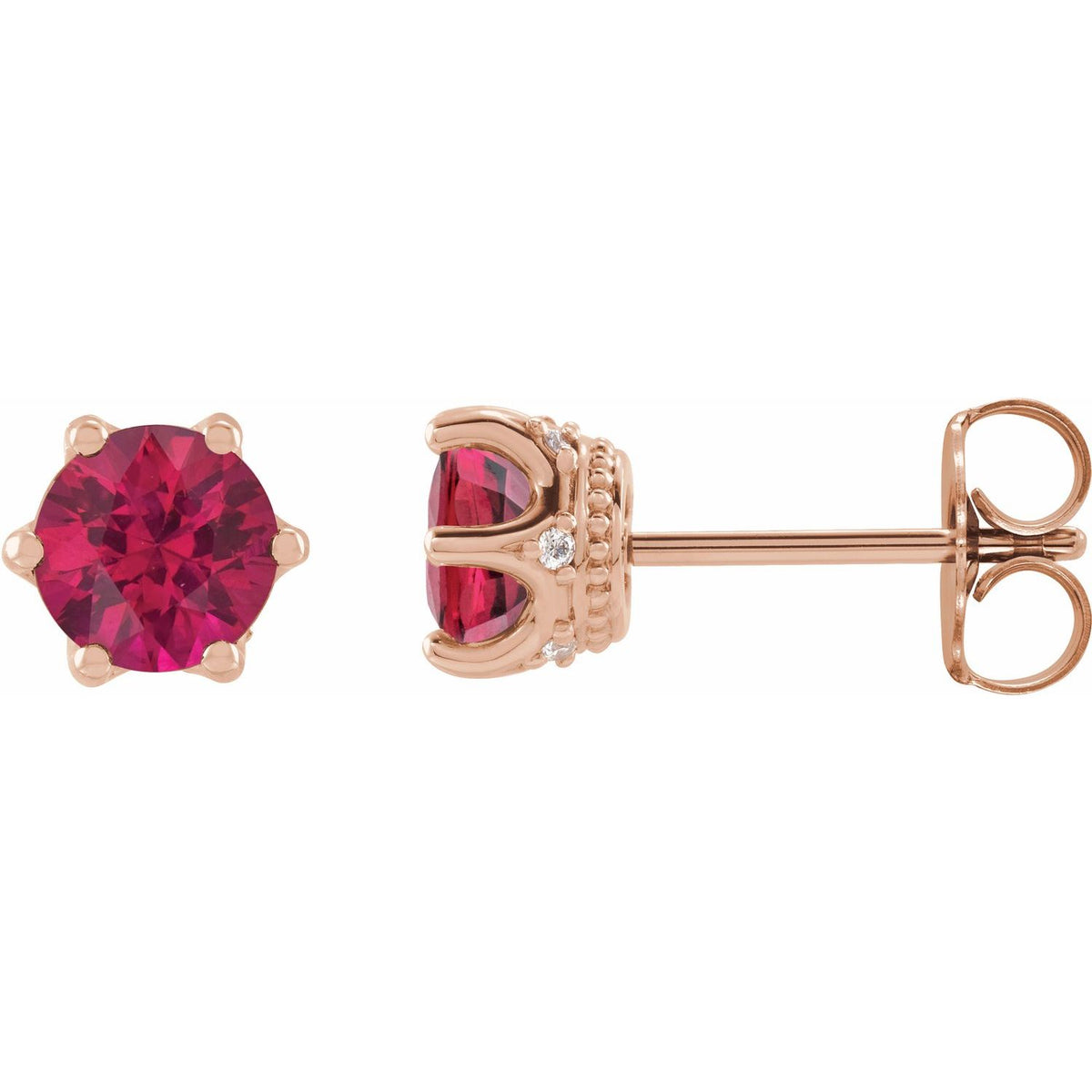 Natural Ruby And .03 Ctw Natural Diamond Earrings (Style 87134)
