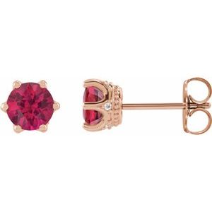 Natural Ruby And .03 Ctw Natural Diamond Earrings (Style 87134)
