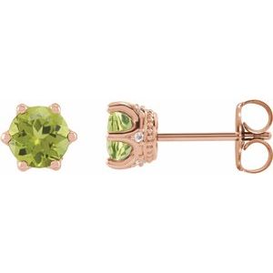 Natural Peridot And .03 Ctw Natural Diamond Earrings (Style 87134)