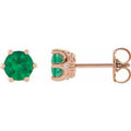 Natural Emerald And .03 Ctw Natural Diamond Earrings (Style 87134)