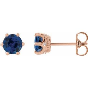 Natural Blue Sapphire And .03 Ctw Natural Diamond Earrings (Style 87134)