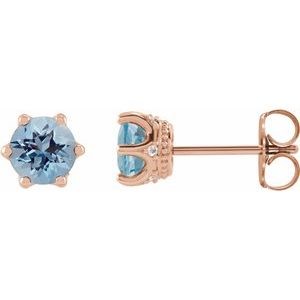 Aquamarine And .03 Ctw Natural Diamond Earrings (Style 87134)