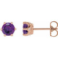 Natural Amethyst And .03 Ctw Natural Diamond Earrings (Style 87134)