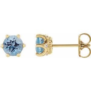 Aquamarine And .03 Ctw Natural Diamond Earrings (Style 87134)