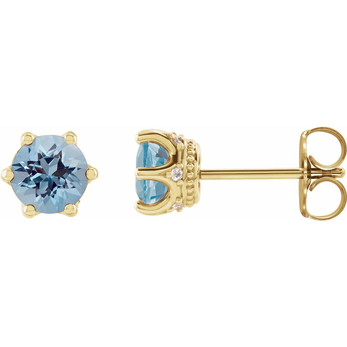 Aquamarine And .03 Ctw Natural Diamond Earrings (Style 87134)