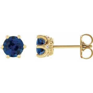 Natural Blue Sapphire And .03 Ctw Natural Diamond Earrings (Style 87134)