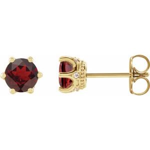 Natural Mozambique Garnet And .03 Ctw Natural Diamond Earrings (Style 87134)