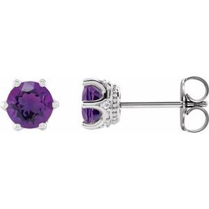 Natural Amethyst And .03 Ctw Natural Diamond Earrings (Style 87134)