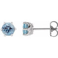Aquamarine And .03 Ctw Natural Diamond Earrings (Style 87134)