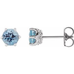 Aquamarine And .03 Ctw Natural Diamond Earrings (Style 87134)