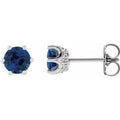 Natural Blue Sapphire And .03 Ctw Natural Diamond Earrings (Style 87134)