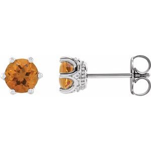 Citrine And .03 Ctw Natural Diamond Earrings (Style 87134)