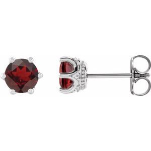 Natural Mozambique Garnet And .03 Ctw Natural Diamond Earrings (Style 87134)