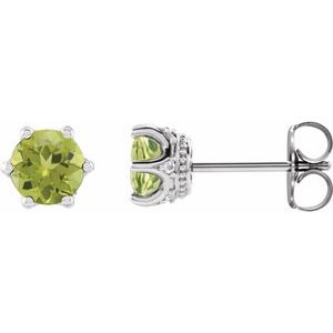 Natural Peridot And .03 Ctw Natural Diamond Earrings (Style 87134)