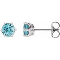 Natural Blue Zircon And .03 Ctw Natural Diamond Earrings (Style 87134)