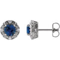 Natural Blue Sapphire And 1/4 Ctw Natural Diamond Earrings (Style 87135)
