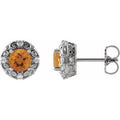 Citrine And 1/10 Ctw Natural Diamond Earrings (Style 87135)
