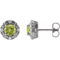 Natural Peridot And 1/10 Ctw Natural Diamond Earrings (Style 87135)