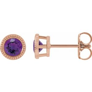Natural Amethyst Bezel-Set Earrings (Style 87236)