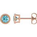 Natural Blue Zircon Bezel-Set Earrings (Style 87236)
