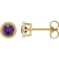 Natural Amethyst Bezel-Set Earrings (Style 87236)