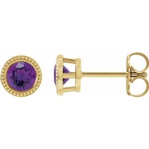 Natural Amethyst Bezel-Set Earrings (Style 87236)