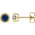 Natural Blue Sapphire Bezel-Set Earrings (Style 87236)