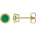 Natural Emerald Bezel-Set Earrings (Style 87236)