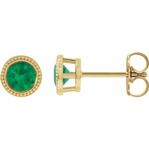 Natural Emerald Bezel-Set Earrings (Style 87236)