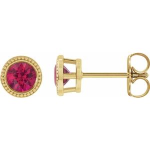 Natural Ruby Bezel-Set Earrings (Style 87236)