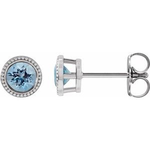 Aquamarine Bezel-Set Earrings (Style 87236)