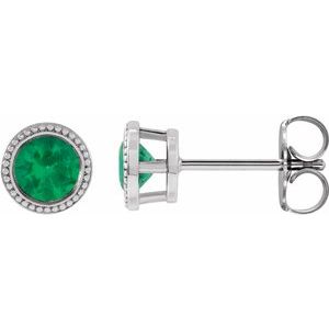 Natural Emerald Bezel-Set Earrings (Style 87236)