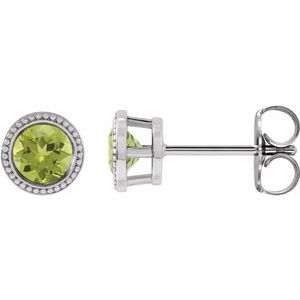 Natural Peridot Bezel-Set Earrings (Style 87236)