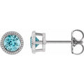 Natural Blue Zircon Bezel-Set Earrings (Style 87236)